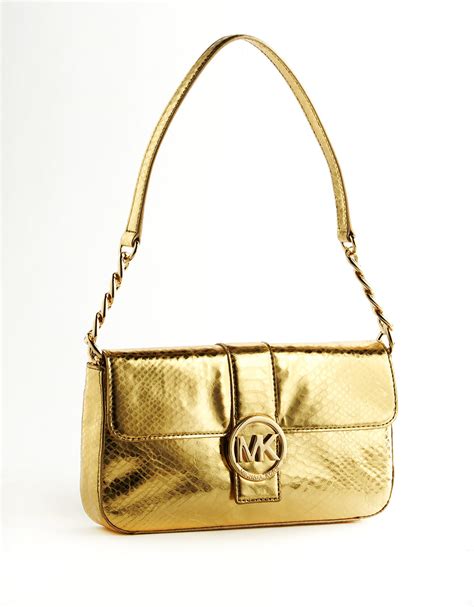 michael kors fulton gold leather shoulder bag ap-1403|Michael Kors shoulder bag.